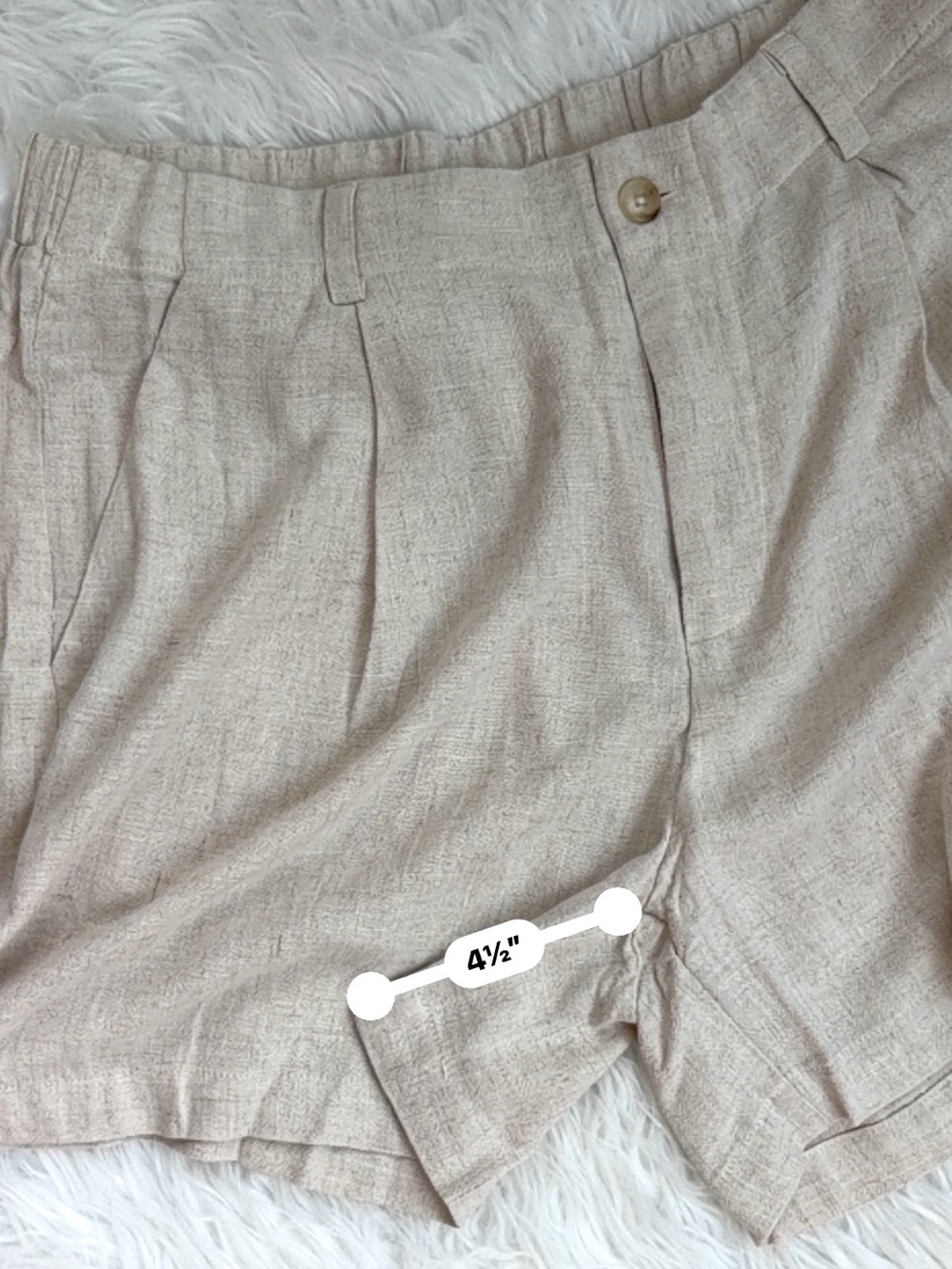 Beige High Rise Wide Leg Cotton Blend Casual Shorts - Picture 4 of 5